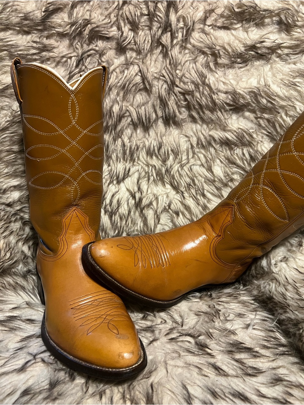 Nocona Men Tan Western Leather Cowboy Boots Sz 9 D